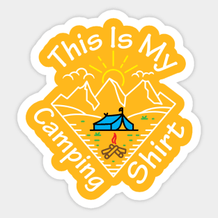 This Is My Camping Shirt Funny Triangle Colour Line art retro design Sticker